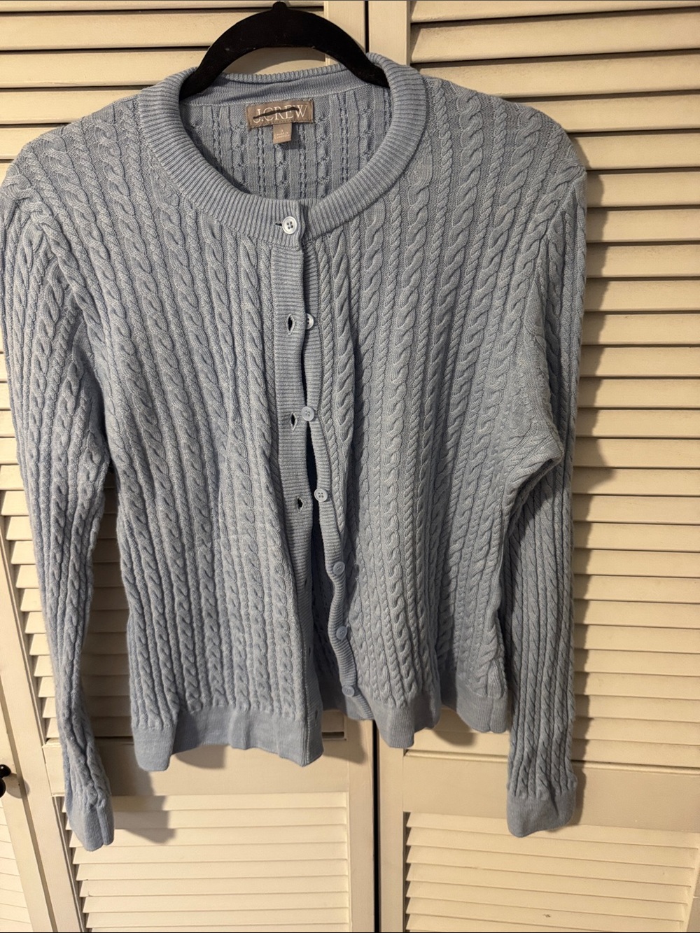 J. Crew Light Blue Cable-Knit Cotton Cardigan